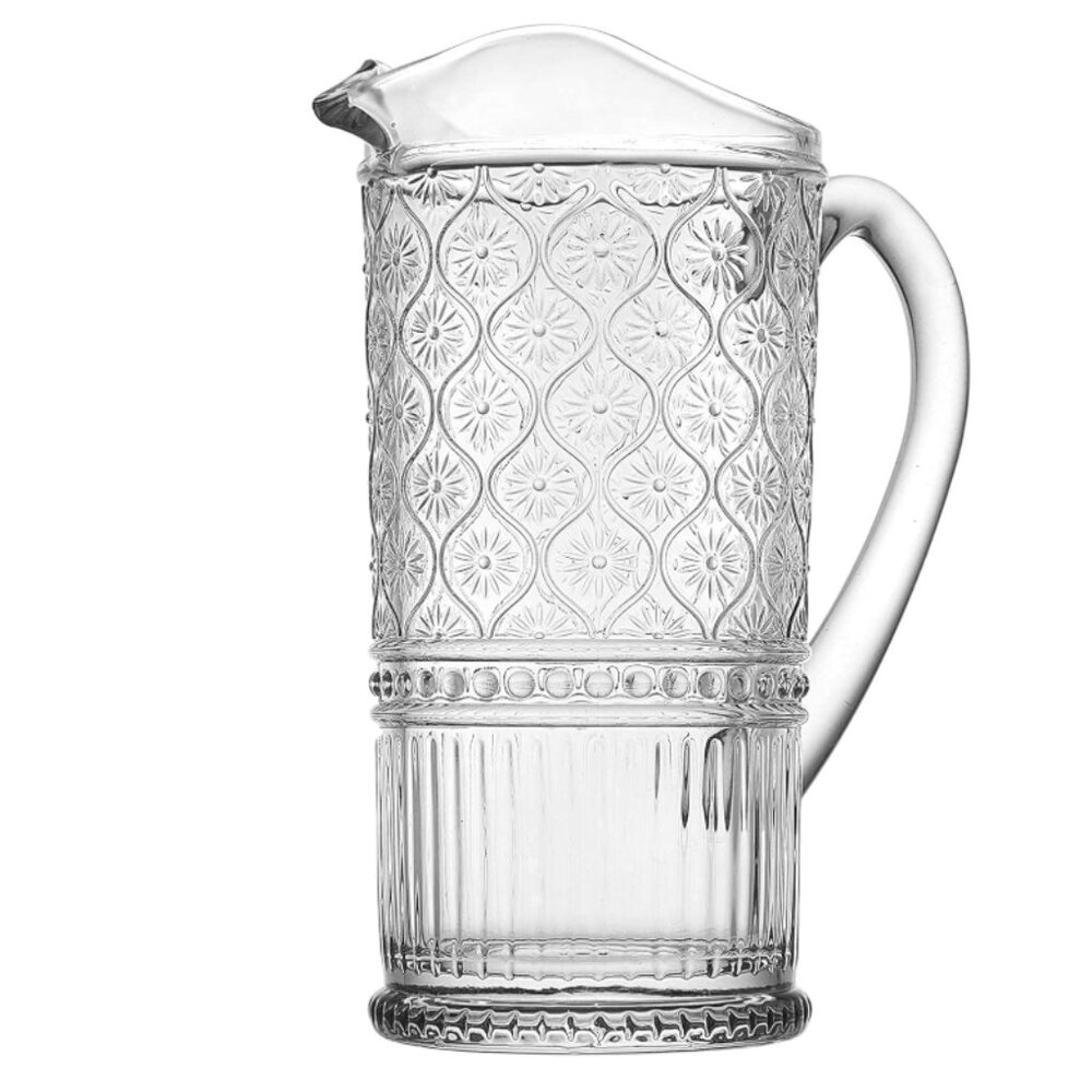 Godinger Pitcher, Glass Pitcher with Handle, Water Pitcher, Elegant Water Jug -